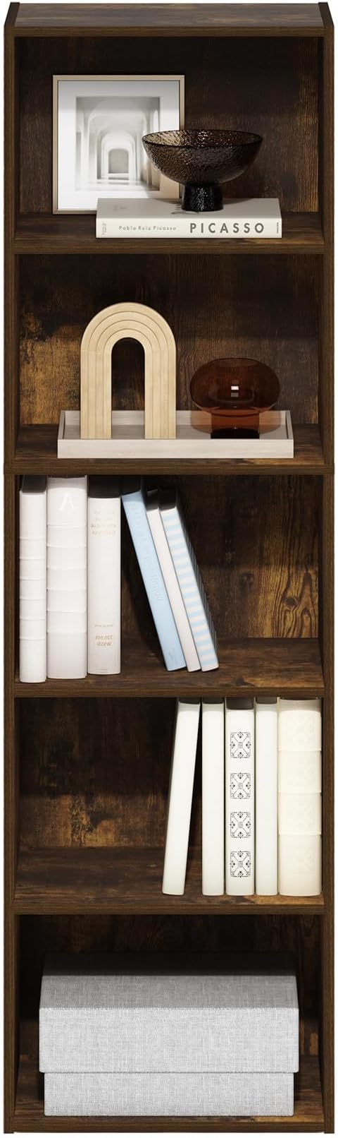 Furinno Luder 5-Tier Open Shelf Bookcase, Amber Pine - Image 4
