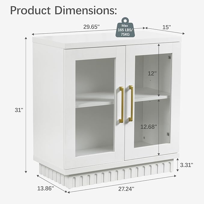 Buffet Cabinet with Storage, Sideboard Buffet with Glass Doors, Cupboard - Image 2