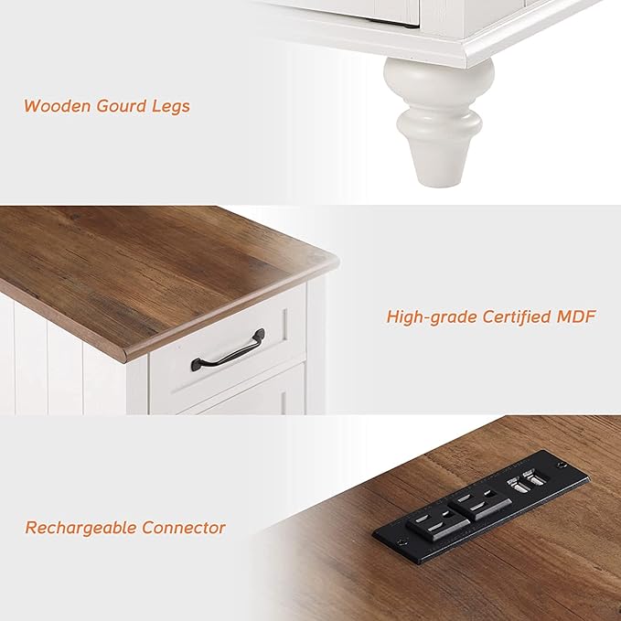 WAMPAT 2 Pack Off White End Table - Image 7