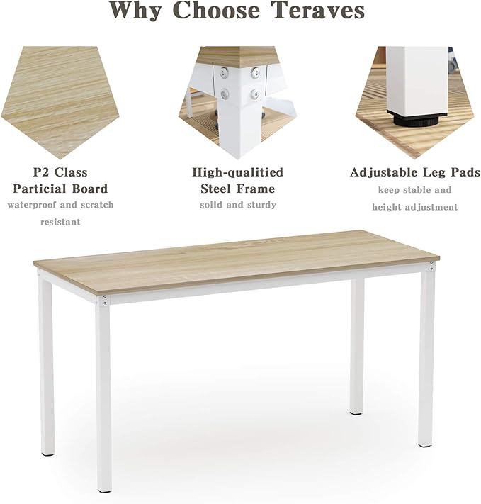 Teraves Computer Desk/Dining Table Office Desk Sturdy Writing Workstation - Image 9