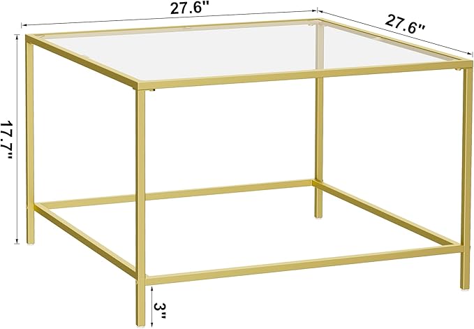Glass Coffee Table, Modern Square Coffee Table - Image 2