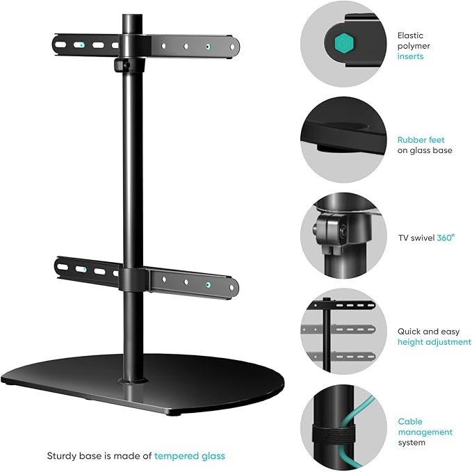 ONKRON Tabletop TV Stand for 32-65 Inch TVs up to 77 lbs, Height Adjustable TV - Image 4