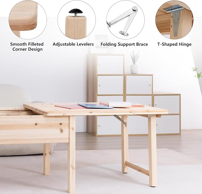 BIRASIL Wooden Kids Table with Storage, Sensory Tables with Folding Lid - Image 5