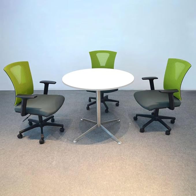 White Dining Table Round Small Office Table Conference Table Coffee Meeting - Image 9