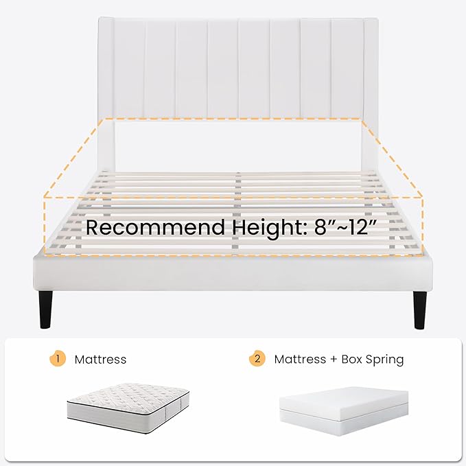 SHA CERLIN Twin Bed Frame/Velvet Upholstered Platform Bed Frame - Image 7