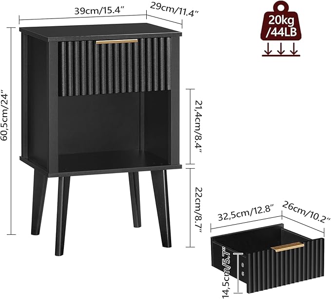 End Table, Fluted Night Stand, Modern Side Table, Bedside Table - Image 3