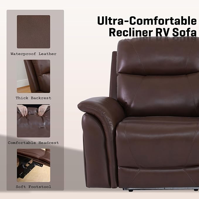 PU Leather Power Wall Hugger Chair Double Reclining Sectional Sofa 3-Seater - Image 5