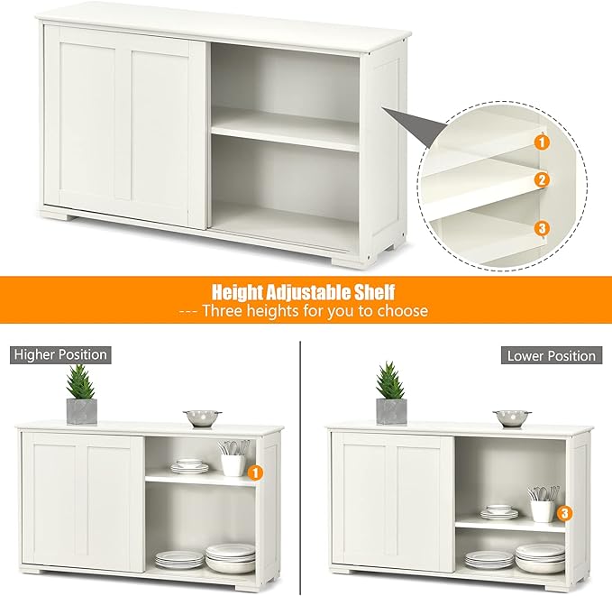 Costzon Sideboard Buffet Cabinet, Wooden Kitchen Storage Cabinet - Image 7