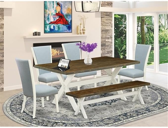 East West Furniture X077VE215-6 6 Piece Dining Table Set Contains a Rectangle - Image 2