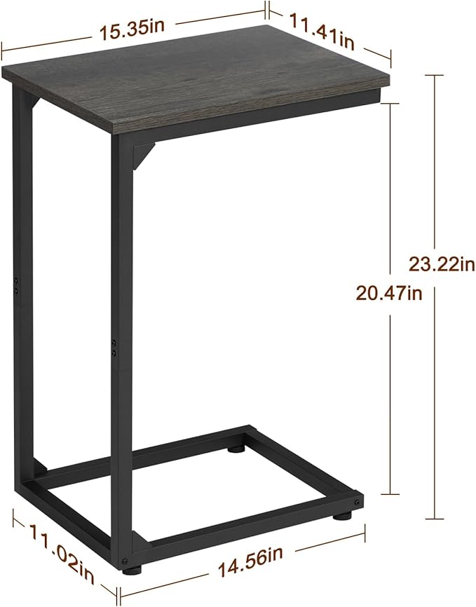 AMHANCIBLE C Shaped End Table Set of 2, Couch Tables That Slide Under, TV Tray - Image 3