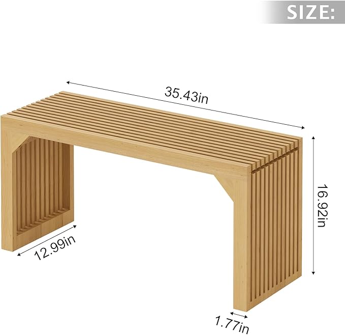 ROOMTEC 35" Dining Bench, Indoor Wood Bench - Image 3