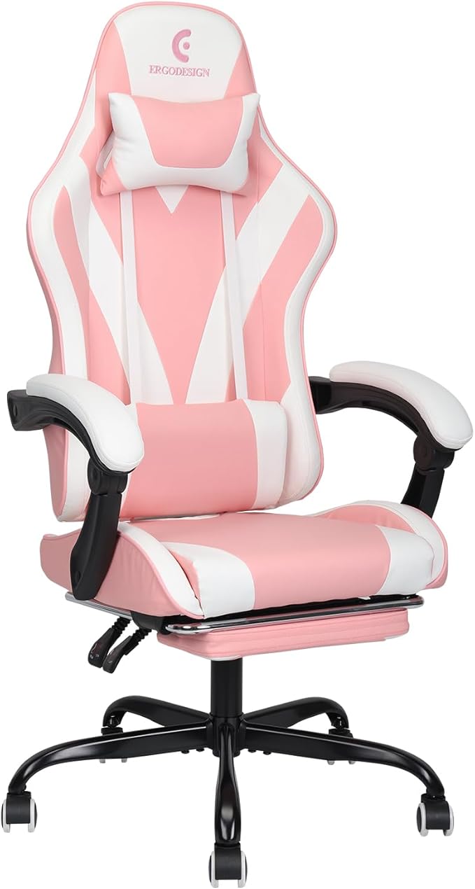 Gaming Chair with Linkage Armrest & Footrest, High Back Video Gaming Chair by Ergodesign