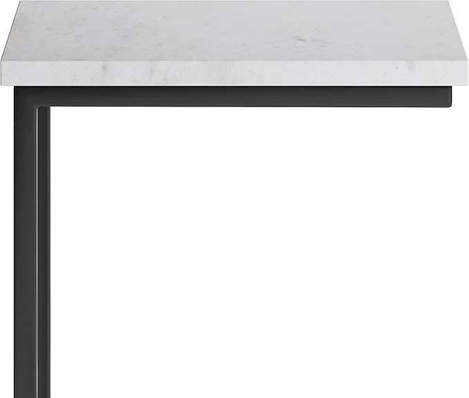 SIMPLIHOME Skyler 18-inch Wide Metal Table in White/Black, C-Shaped - Image 6