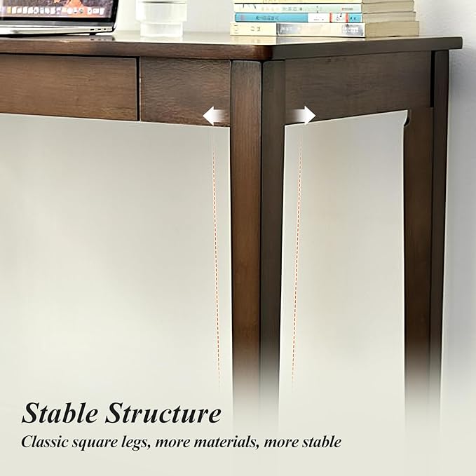 Solid Wood Computer Desk with Drawers, Modern Writing Desk - Image 6