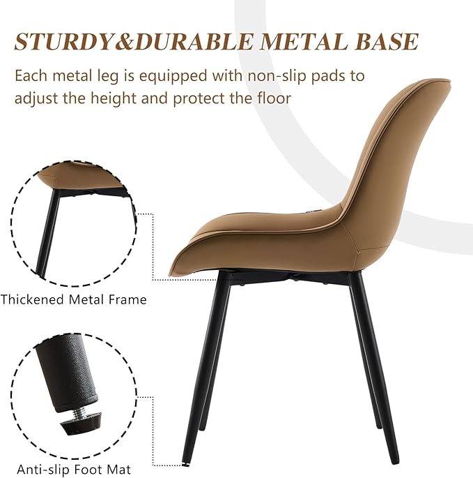 YOUNIKE Tan Dining Chairs Set of 2 - Image 4