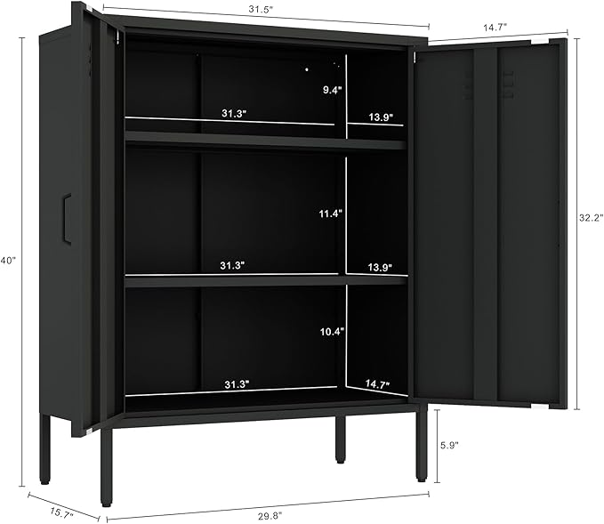 Manhattan Comfort Naomi Modern Metal Accent Cabinet, Minimalist Storage Cabinet - Image 3