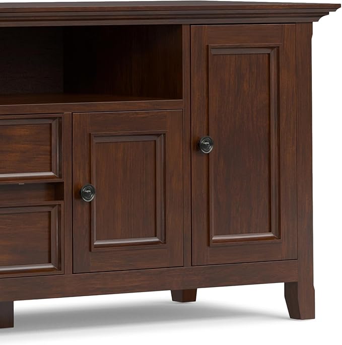 SIMPLIHOME Amherst 72-inch Wide Solid Wood TV Stand in Russet Brown, - Image 11