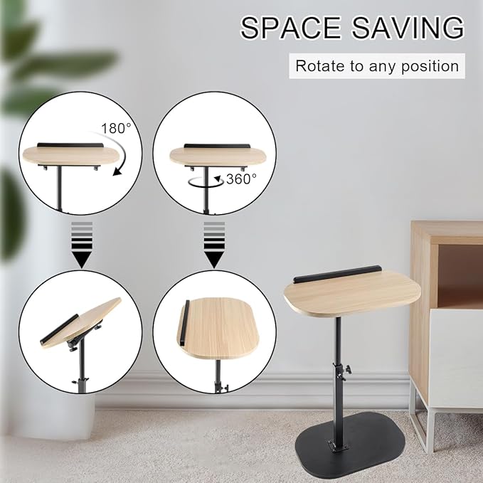 Comeon C-Shaped Tv Tray Pedestal Side Table, End Table Adjustable Height in - Image 5