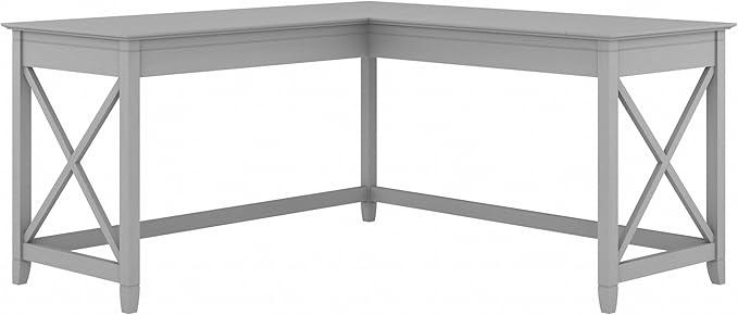 Bush Furniture Key West 60W Modern Farmhouse L Shaped Desk in Cape Cod Gray | by BushHome