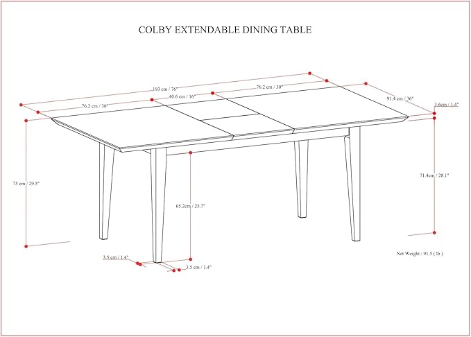 SIMPLIHOME Colby Extendable Dining Table, Solid Wood Oak Veneer in Oak - Image 3