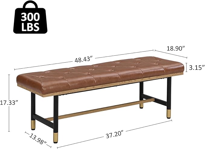 Modern Faux Leather Bench for Living Room and Bedroom, End of Bed Entryway Bench - Image 2