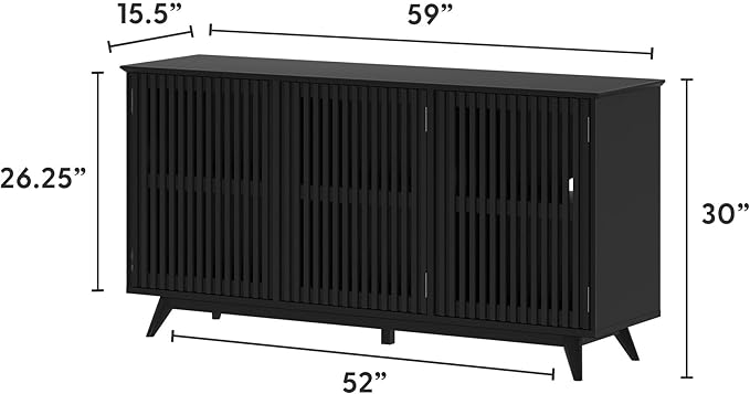 Plank+Beam Mid-Century Modern Wood TV Stand, Three Door Solid Wood - Image 2