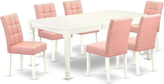 East West Furniture DOAS7-LWH-42 7 Piece Dinette Table Set Consists A Dinner by EastWestFurniture