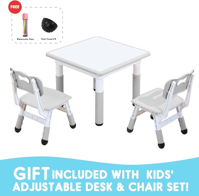 Kids Table & Chair Set with Adjustable Toddler-Safe Non-Slip Legs, Activity & - Image 3
