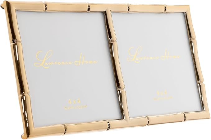 Lawrence Frames 4x4 Double Gold Metal Picture Frame - Image 2