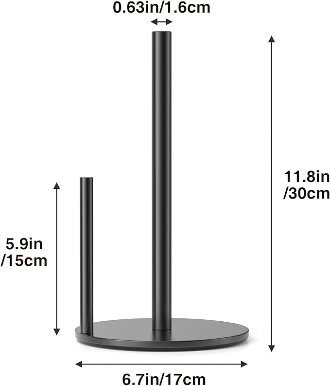 Paper Towel Holder Black, Premium Stainless Steel Kitchen Roll Dispenser - Image 5
