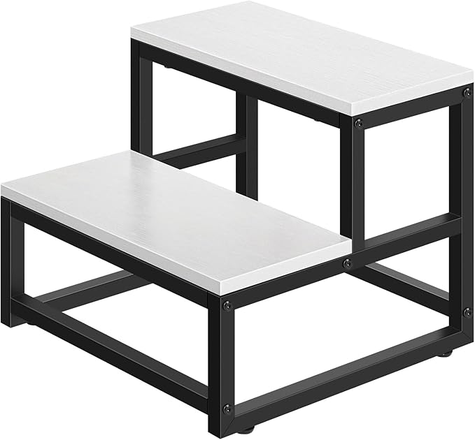 Wood and Metal 2 Step Stool for Adults & Kids – Heavy Duty Rustic Step Stools by Fogein