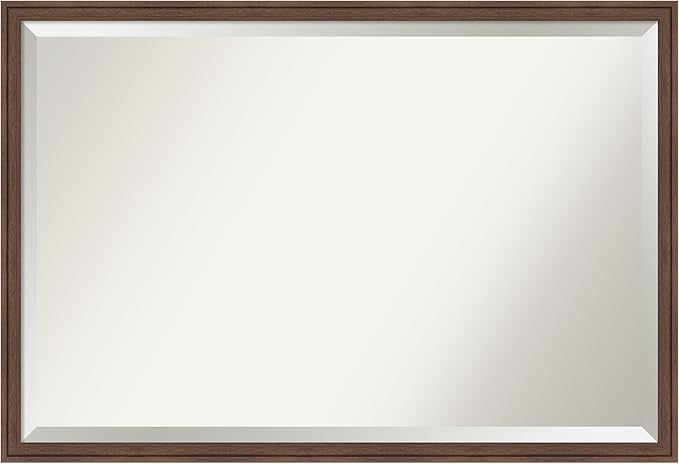 Amanti Art Brown Wall Mirror 26x38 Florence Medium Brown Rectangle Bathroom by AmantiArt