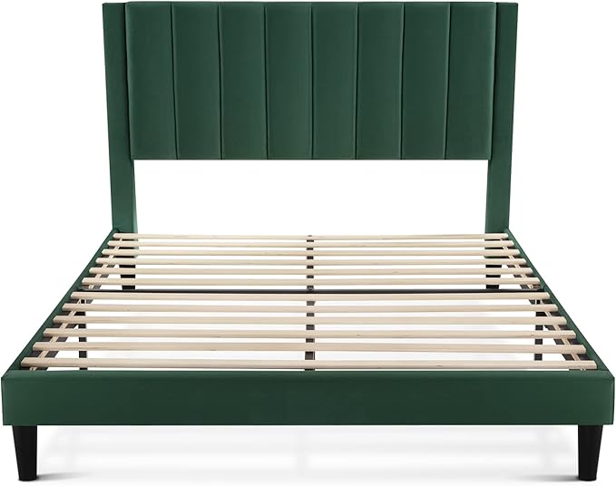 SHA CERLIN Queen Bed Frame/Velvet Upholstered Platform Bed Frame - Image 9