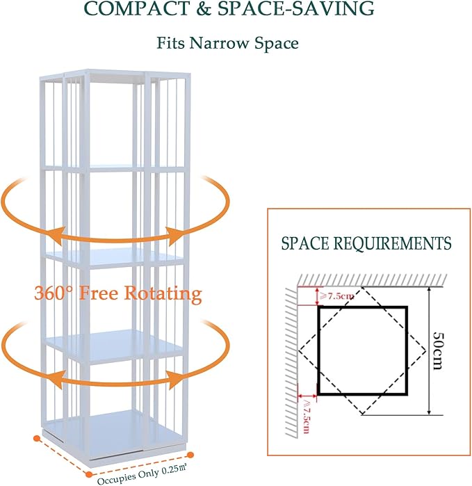 Square Rotating Bookshelf Tower - Image 5