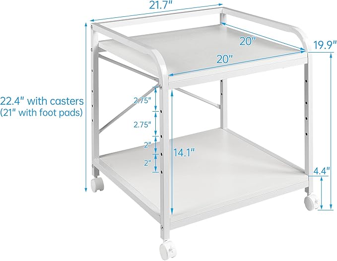 20 Inches Deep Large Printer Stand, 2 Tier Under Desk Printer Table - Image 3