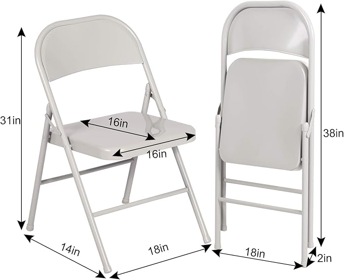 VECELO Metal Folding Chairs 4 Pack, Double Hinged Steel Frame Easy - Image 3