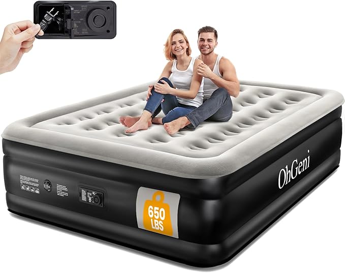 OhGeni Queen Air Mattress with Built in Pump, Inflatable Blow Up Mattress 18 by OhGeni