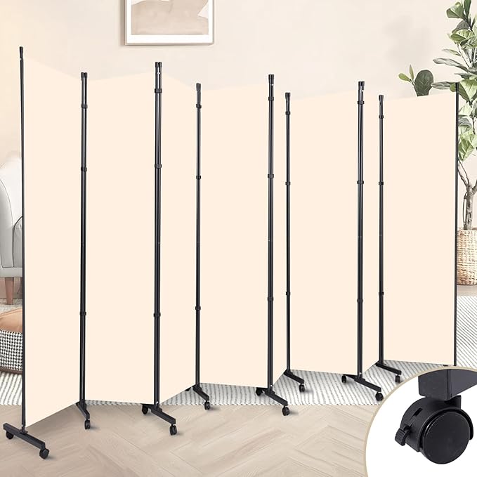 Room Divider 8 Panel Room Dividers/Wheels, Fabric Room Divider Panel by HOMSCREENER