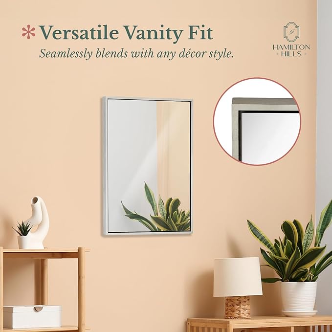 Hamilton Hills 30x40 inch Polished Silver Metal Framed Wall Mounted Mirror - Image 6
