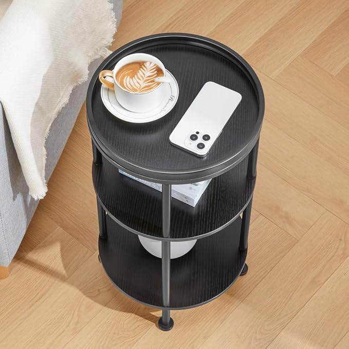 Small Round Side Table for Small Spaces, 3-Tier Round Accent Table Slim Side - Image 6
