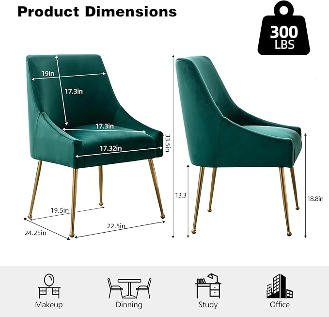 Velvet Dining Chairs, Furniture Collection Modern Contemporary Upholstered - Image 3