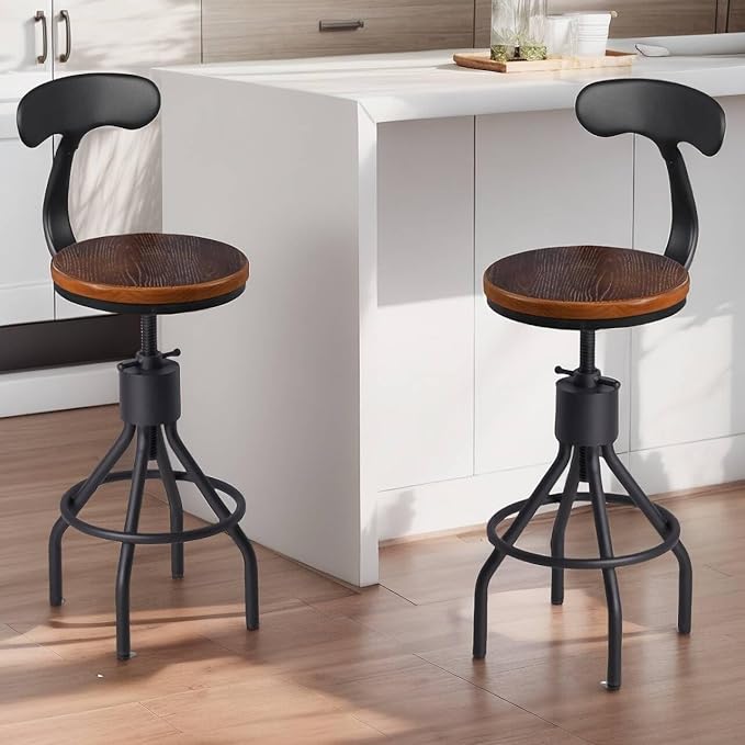 Set of 2 Industrial Bar Stools - Image 6