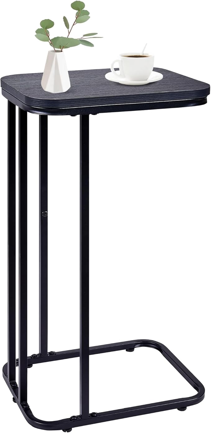 C Shaped End Table, 27 Inches High Small Side Table by KJGKKHOME