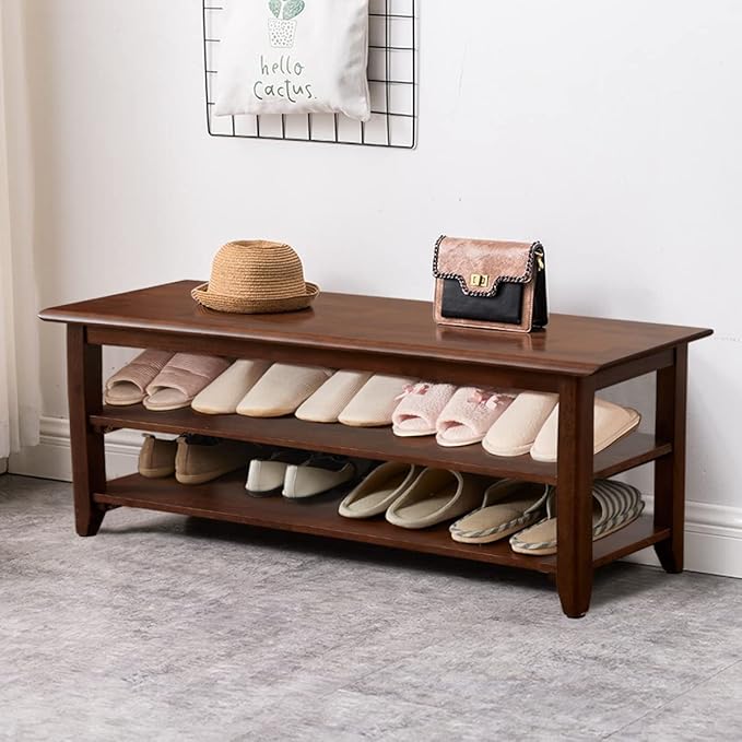 Shoe Bench with Storage for Entryway, Shoe Rack Bench with 3-Tier Organizer - Image 3