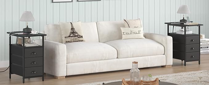 End Table with Charging Station, Side Tables Livingroom with USB Ports and - Image 7