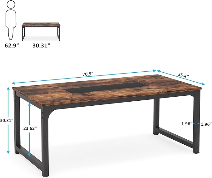 Tribesigns Modern Computer Desk, 70.8 x 35.4 inch Large Executive Office Desk - Image 3
