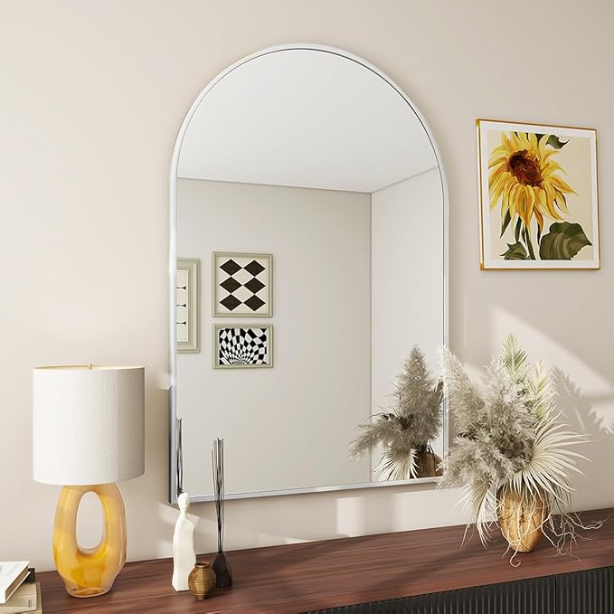 BEAUTYPEAK 24"x36" Arch Bathroom Mirror, Wall Mounted Vanity Metal Frame Mirror by BEAUTYPEAK