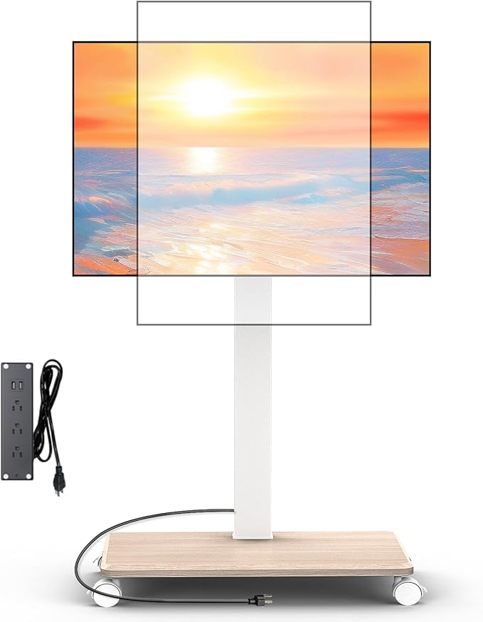 Rolling TV Stand with Power Outlet, Swivel Mobile Portable TV Cart by Unknown