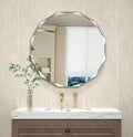 Single Beveled Edge Circle Mirror Frameless Wall Mount Bathroom Vanity Mirror by Unknown