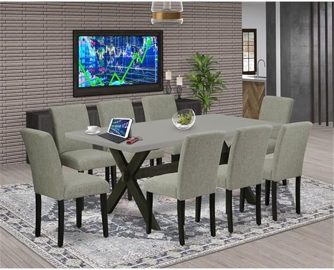 East West Furniture X697AB106-9 9 Piece Modern Dining Table Set Includes a - Image 2